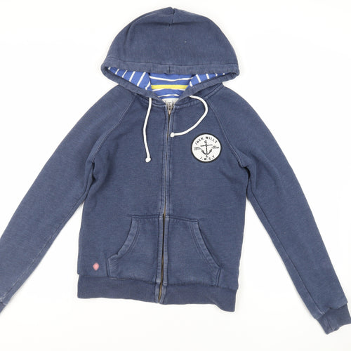 Jack Wills Womens Blue Cotton Full Zip Hoodie Size 10 Zip - Logo Pockets