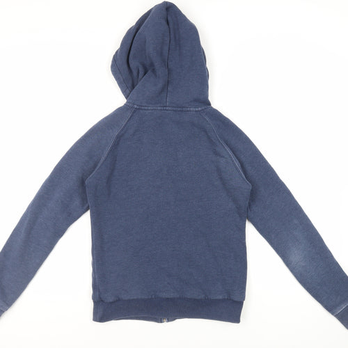 Jack Wills Womens Blue Cotton Full Zip Hoodie Size 10 Zip - Logo Pockets