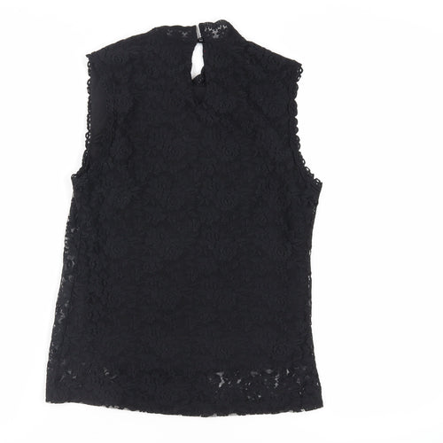 New Look Womens Black Polyamide Basic Blouse Size 10 Mock Neck