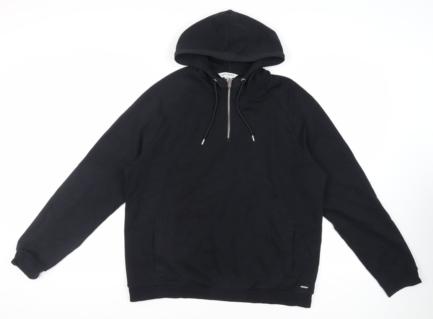 Autograph Mens Black Polyester Pullover Hoodie Size L - Pockets