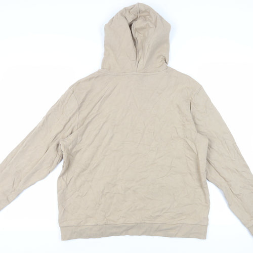 Marks and Spencer Mens Beige Cotton Pullover Hoodie Size M - Pockets
