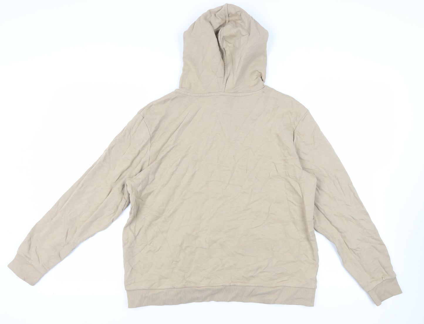 Marks and Spencer Mens Beige Cotton Pullover Hoodie Size M - Pockets