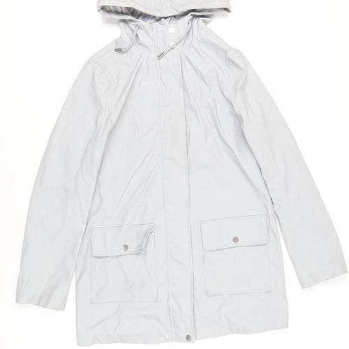 Dorothy Perkins Womens Grey Rain Coat Coat Size 10 Zip - Hooded Water Resistant