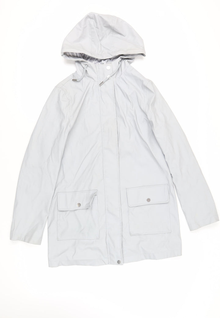 Dorothy Perkins Womens Grey Rain Coat Coat Size 10 Zip - Hooded Water Resistant