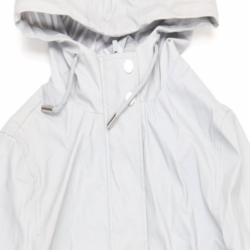 Dorothy Perkins Womens Grey Rain Coat Coat Size 10 Zip - Hooded Water Resistant