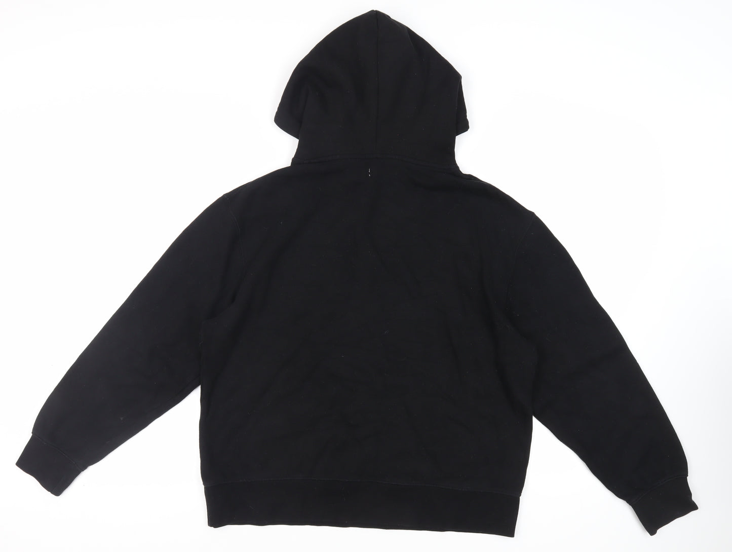 Topman Mens Black Cotton Pullover Hoodie Size M - Pockets