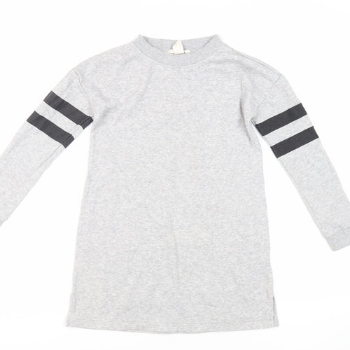 H&M Girls Grey Cotton Tunic Sweatshirt Size 8-9 Years Pullover