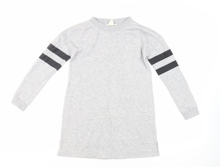 H&M Girls Grey Cotton Tunic Sweatshirt Size 8-9 Years Pullover
