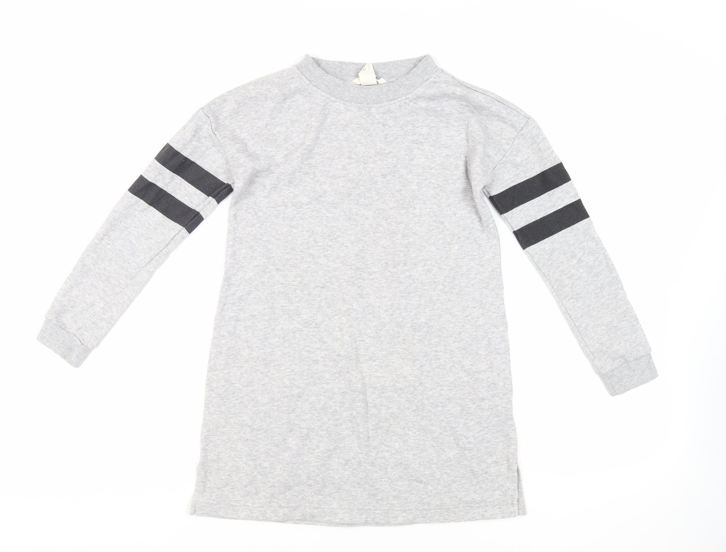 H&M Girls Grey Cotton Tunic Sweatshirt Size 8-9 Years Pullover