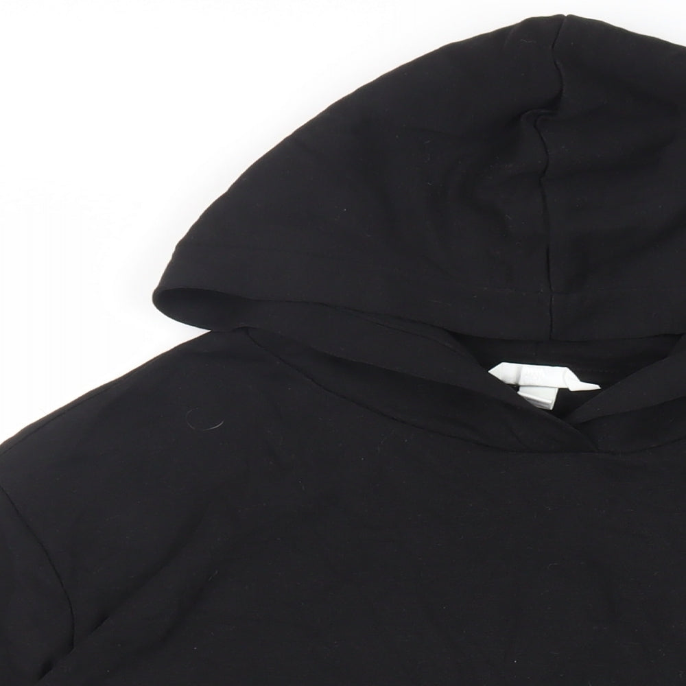 H&M Mens Black Cotton Pullover Hoodie Size L - Pockets