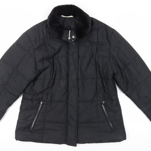Marks and Spencer Womens Black Quilted Jacket Size 16 Zip - Zipped Pockets