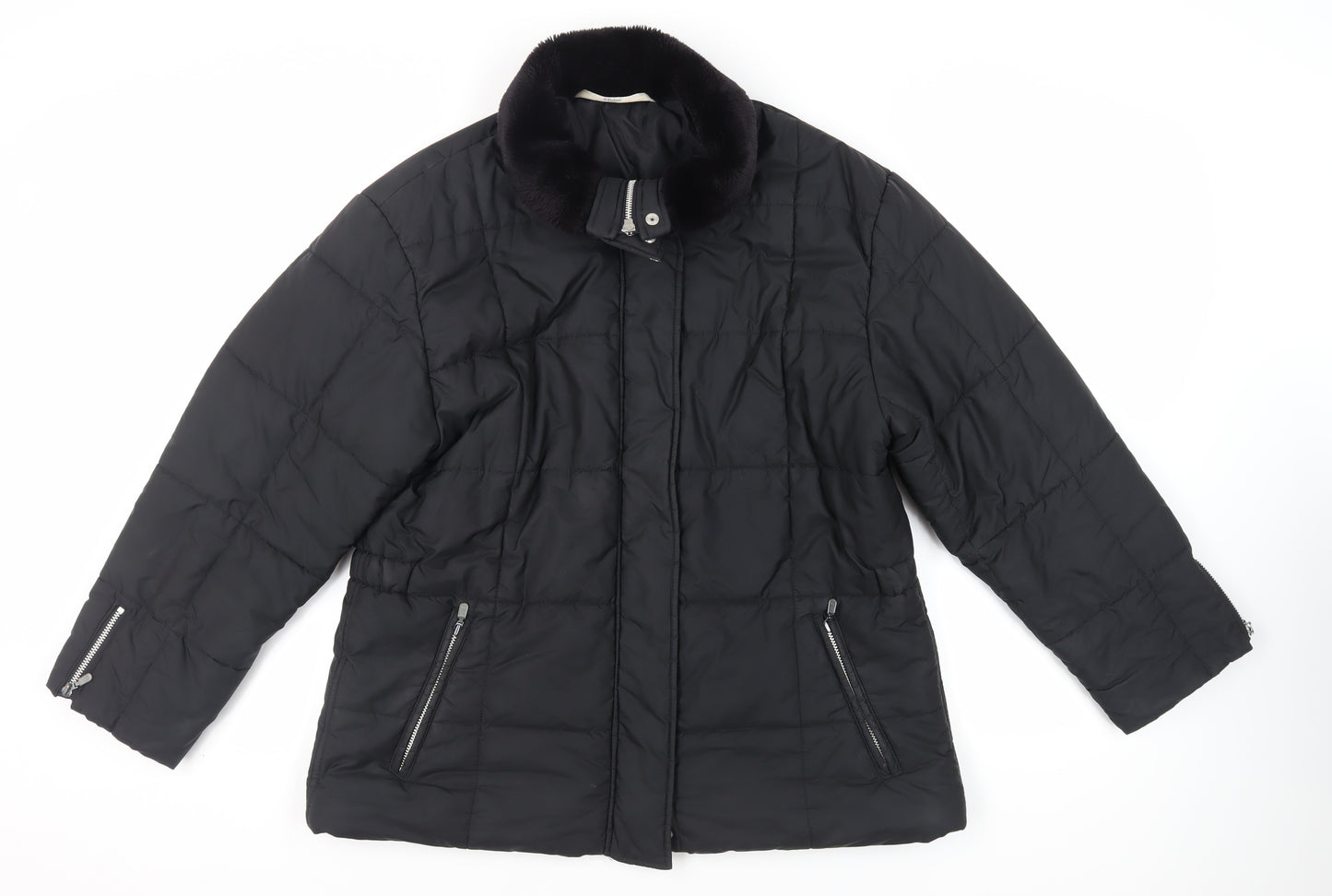 Marks and Spencer Womens Black Quilted Jacket Size 16 Zip - Zipped Pockets