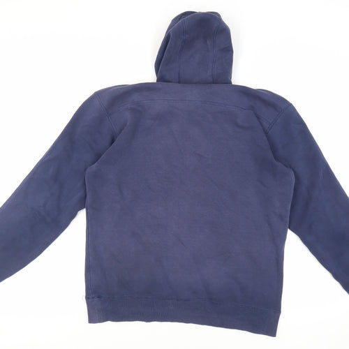 adidas Mens Blue Cotton Pullover Hoodie Size S - Logo Pockets