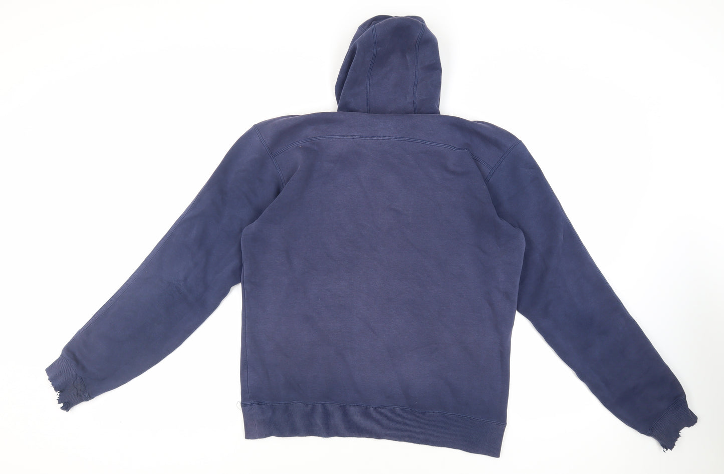 adidas Mens Blue Cotton Pullover Hoodie Size S - Logo Pockets