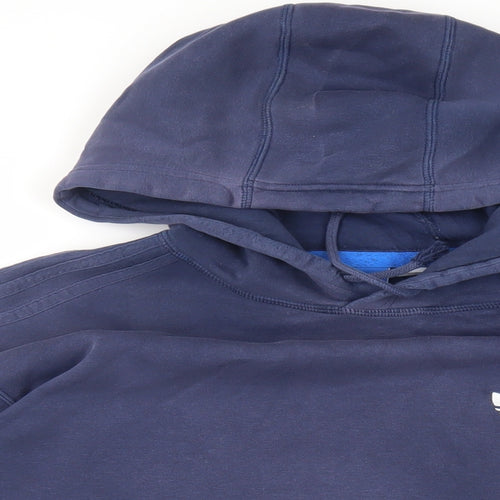 adidas Mens Blue Cotton Pullover Hoodie Size S - Logo Pockets