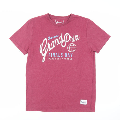 Swimzi Mens Red Cotton T-Shirt Size S Crew Neck - Logo