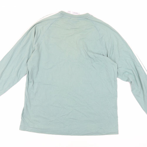 adidas Mens Green Cotton T-Shirt Size L Crew Neck - Logo