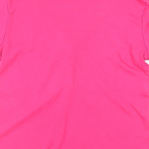Lonsdale Womens Pink Polyester Basic T-Shirt Size 12 V-Neck - Logo
