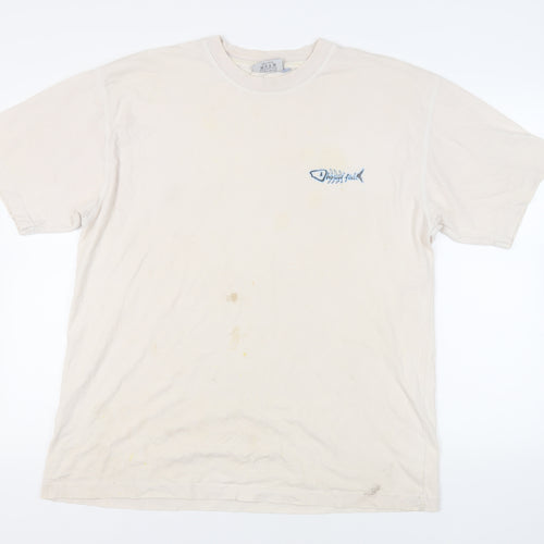 Weird Fish Mens Ivory Cotton T-Shirt Size M Crew Neck - Logo