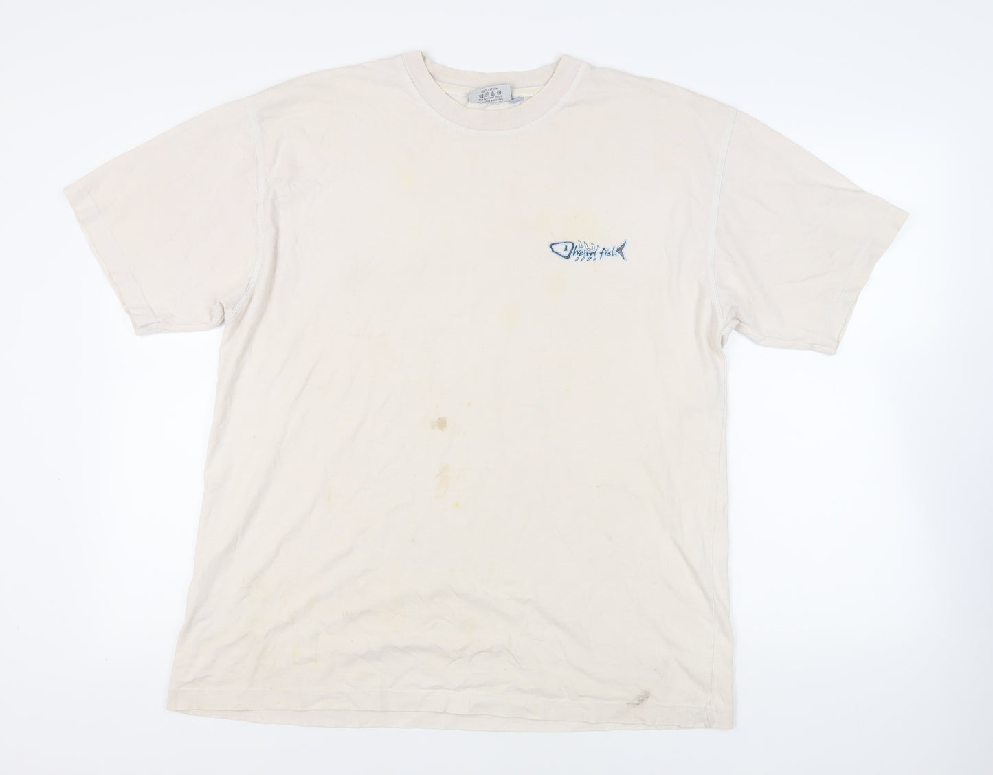 Weird Fish Mens Ivory Cotton T-Shirt Size M Crew Neck - Logo