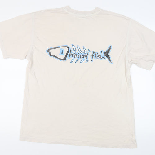 Weird Fish Mens Ivory Cotton T-Shirt Size M Crew Neck - Logo