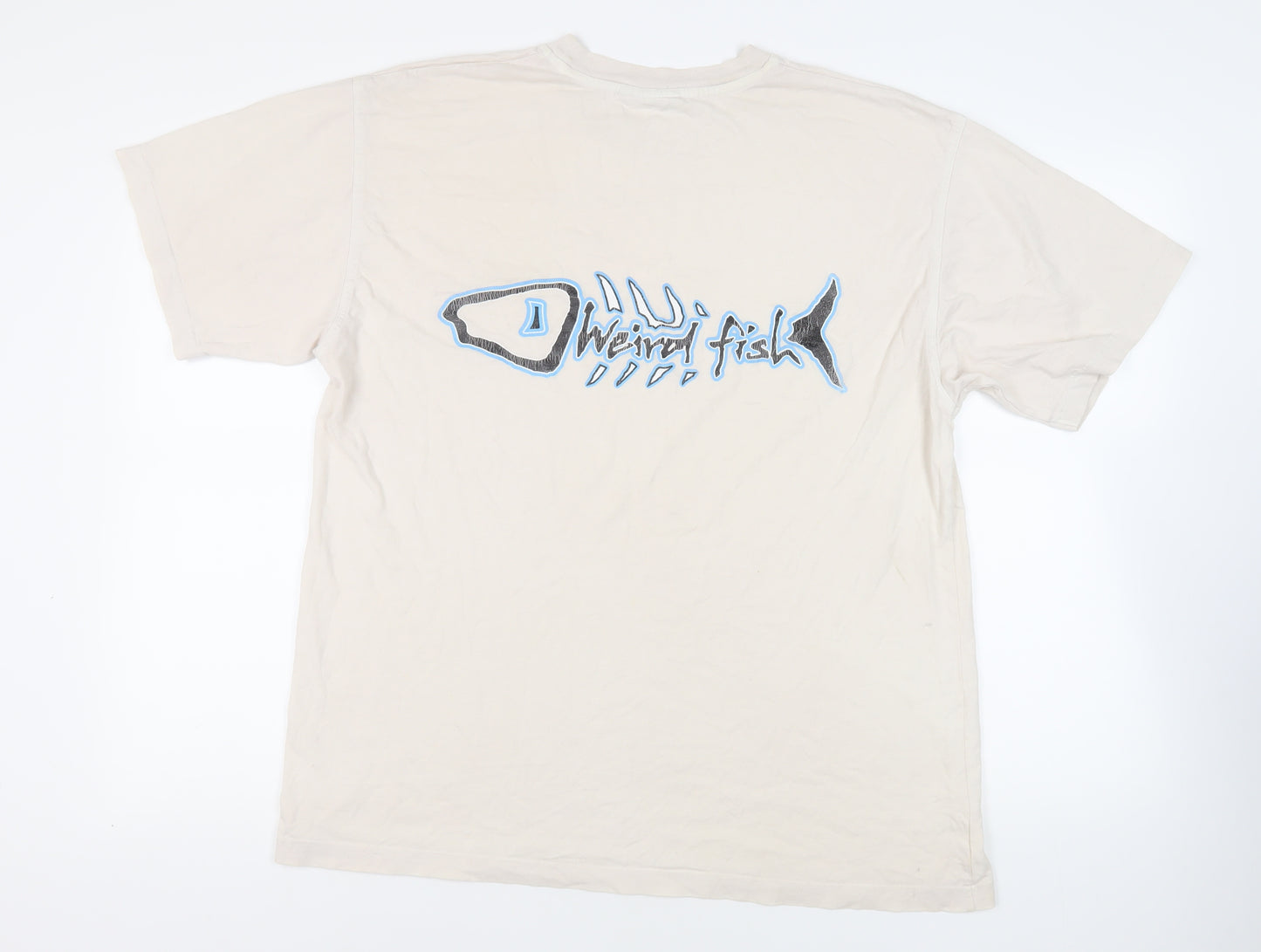 Weird Fish Mens Ivory Cotton T-Shirt Size M Crew Neck - Logo