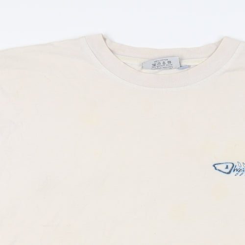 Weird Fish Mens Ivory Cotton T-Shirt Size M Crew Neck - Logo