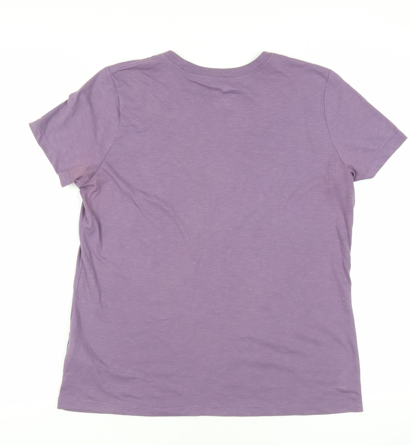 Nike Womens Purple Cotton Basic T-Shirt Size L Crew Neck - Logo