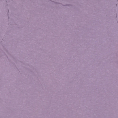 Nike Womens Purple Cotton Basic T-Shirt Size L Crew Neck - Logo