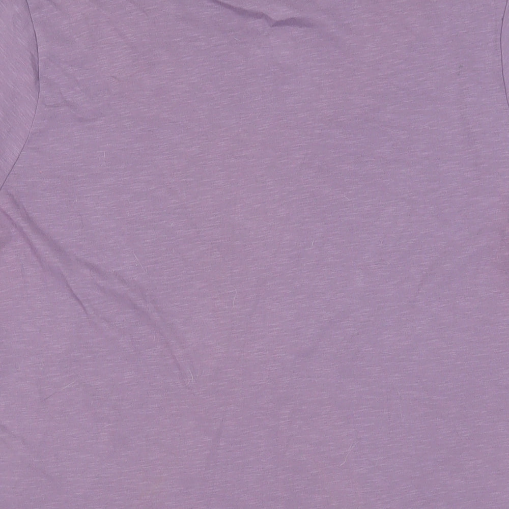 Nike Womens Purple Cotton Basic T-Shirt Size L Crew Neck - Logo