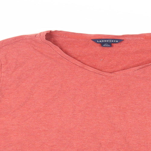 Lands' End Womens Orange Cotton Basic T-Shirt Size 10 V-Neck - Size 10-12