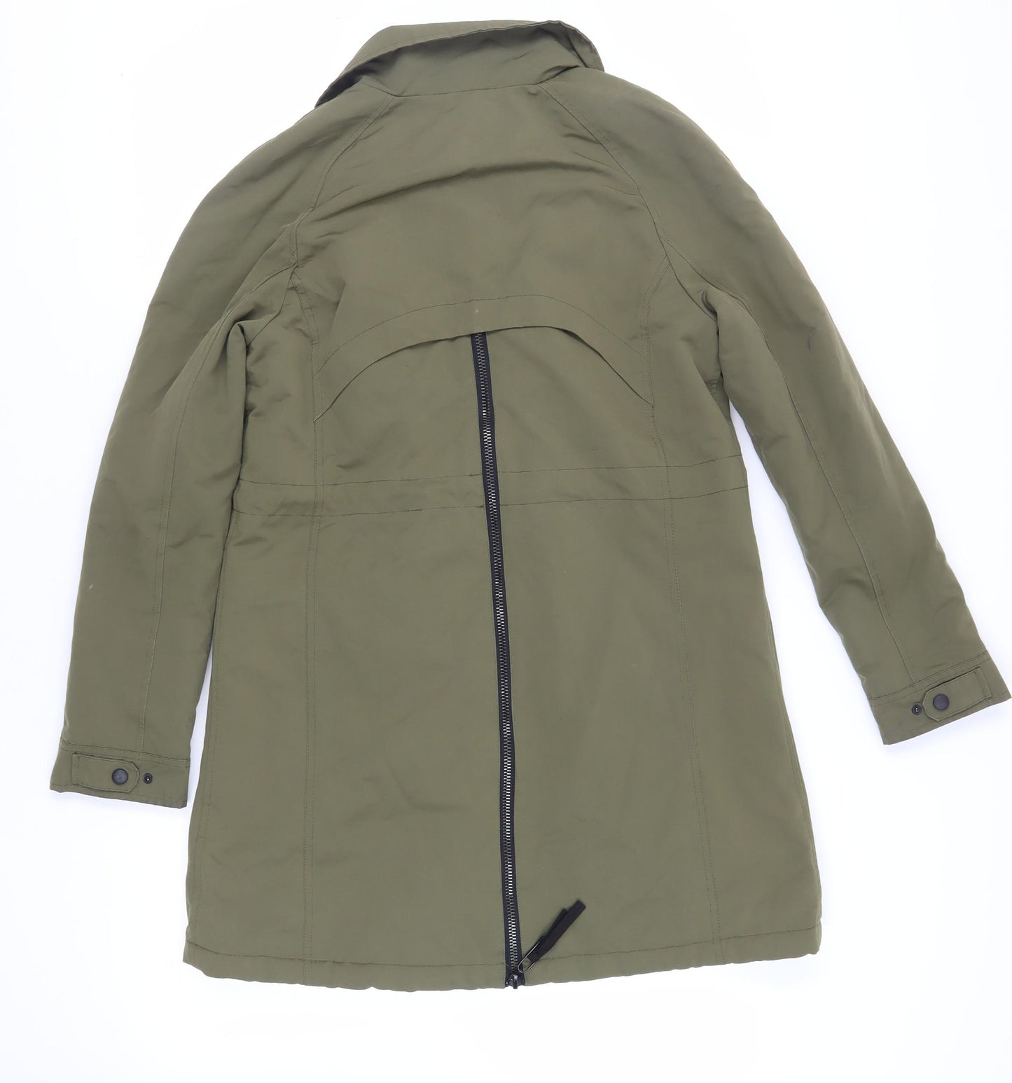 Zara Womens Green Parka Coat Size S Zip - Zipped Pockets