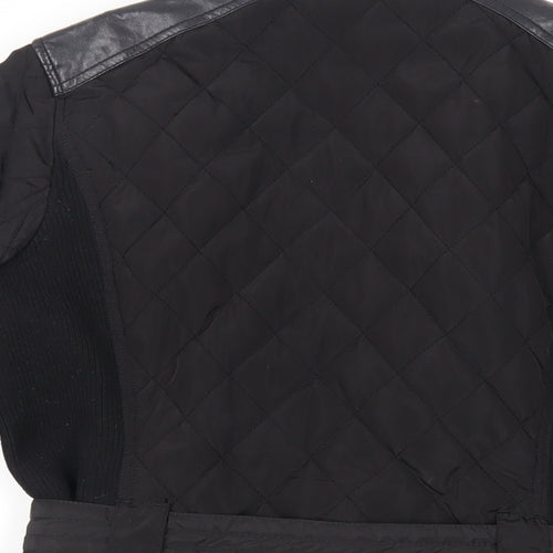 NEXT Womens Black Quilted Jacket Size 8 Zip - Belted