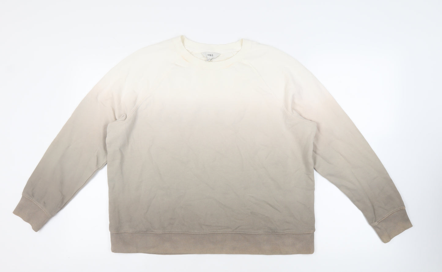 Marks and Spencer Womens Beige Cotton Pullover Sweatshirt Size M Pullover - Ombre