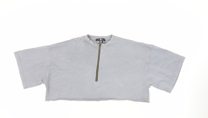 Missguided Womens Grey Cotton Pullover Sweatshirt Size 10 Zip - Cropped