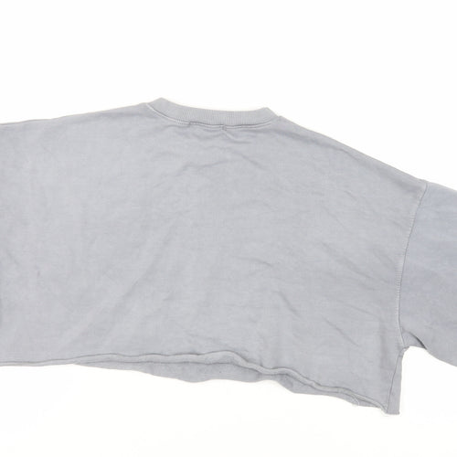 Missguided Womens Grey Cotton Pullover Sweatshirt Size 10 Zip - Cropped