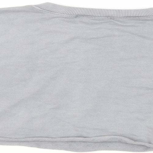 Missguided Womens Grey Cotton Pullover Sweatshirt Size 10 Zip - Cropped