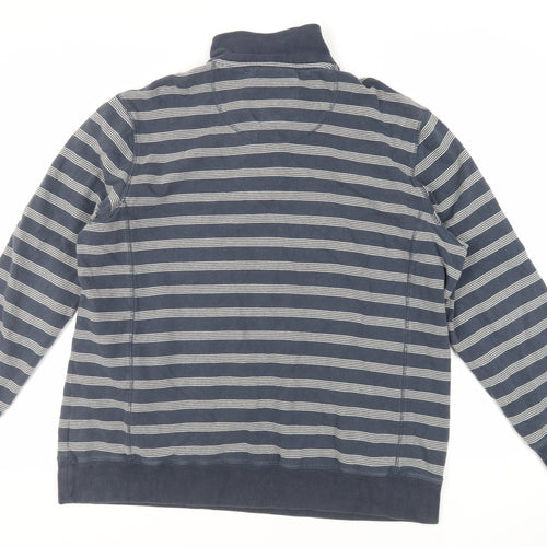 Marks and Spencer Mens Blue Striped Cotton Pullover Sweatshirt Size XL - Pockets