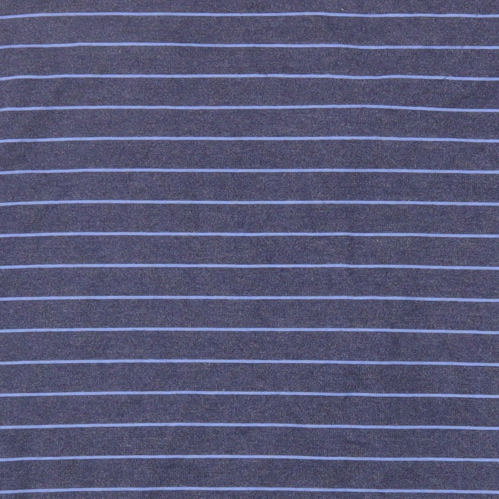 Marks and Spencer Mens Blue Striped Cotton Full Zip Sweatshirt Size L - Pockets