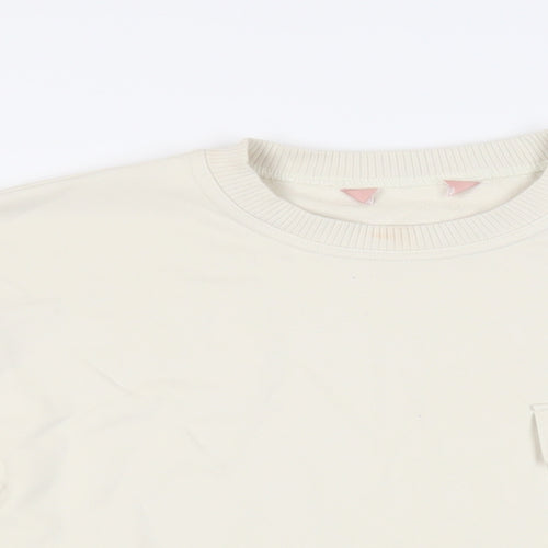 Marks and Spencer Womens Ivory Cotton Pullover Sweatshirt Size M Pullover - Pocket Detail