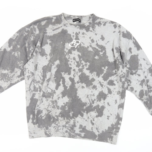 PRETTYLITTLETHING Womens Grey Camouflage Polyester Pullover Sweatshirt Size L Pullover - Logo