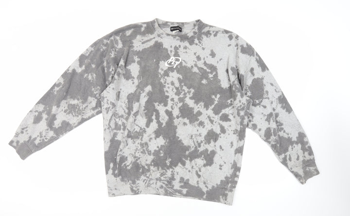 PRETTYLITTLETHING Womens Grey Camouflage Polyester Pullover Sweatshirt Size L Pullover - Logo