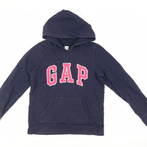 Gap Girls Blue Cotton Pullover Hoodie Size 14-15 Years Pullover - Logo Pockets