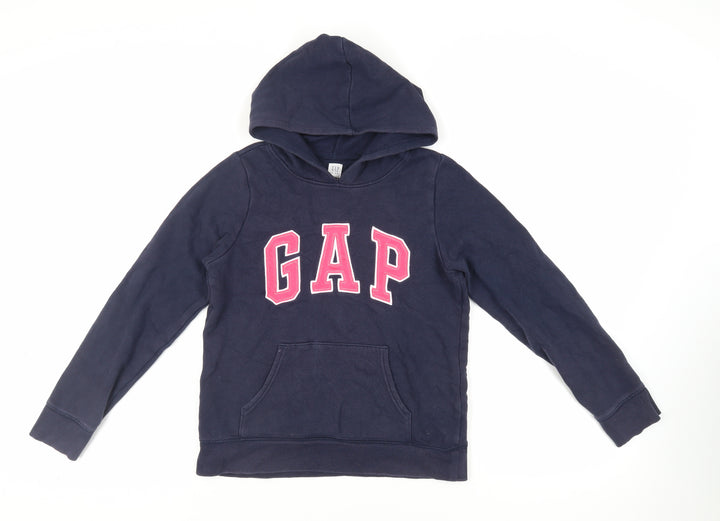 Gap Girls Blue Cotton Pullover Hoodie Size 14-15 Years Pullover - Logo Pockets