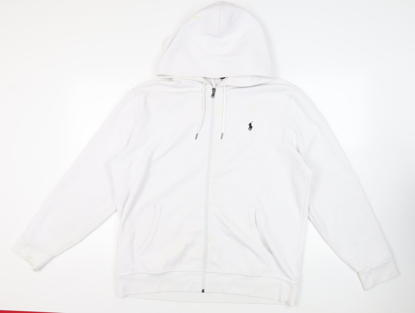Polo Ralph Lauren Mens White Cotton Full Zip Hoodie Size XL - Logo Pockets