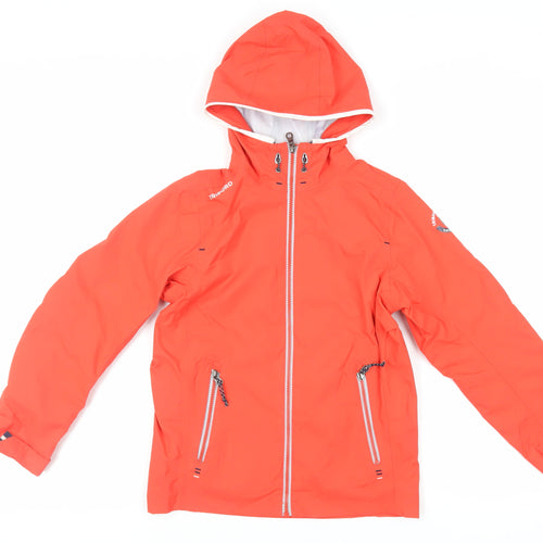 DECATHLON Boys Red Windbreaker Jacket Size 10 Years - Hooded Zipped Pockets