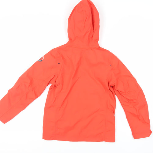 DECATHLON Boys Red Windbreaker Jacket Size 10 Years - Hooded Zipped Pockets