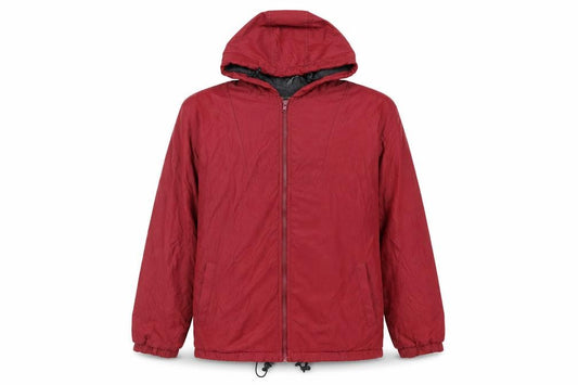 Front view of Naturalife women’s red jacket, size L, zip