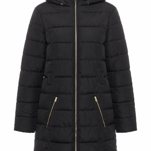 Dorothy Perkins Womens Black Quilted Coat Size 10 Zip - Hooded