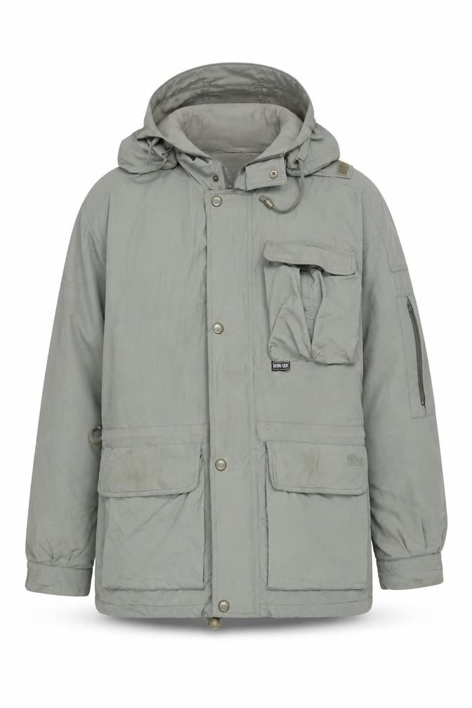 Front view of Edward Kettner men’s green jacket, size L, zip - removable lining vintage